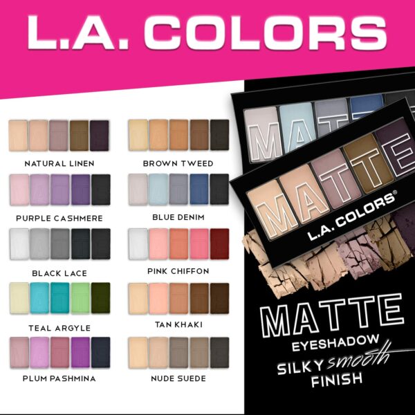 L.A. COLORS 5 Color Matte Eyeshadow Palette, - Image 3