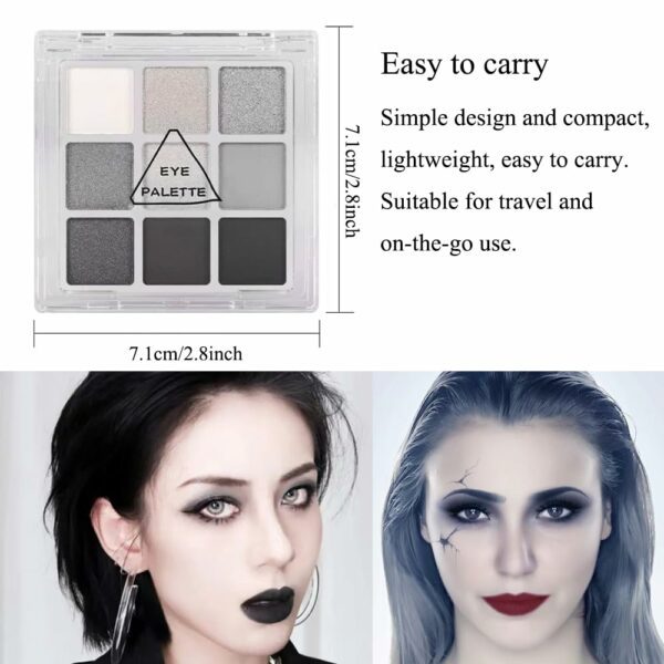 Black Smokey Eyeshadow Palette, 9 Colors Black - Image 4