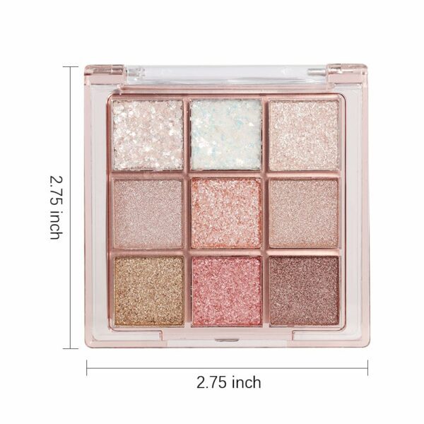 9Colors Glitter Eyeshadow Palette,Pink White Gold - Image 6