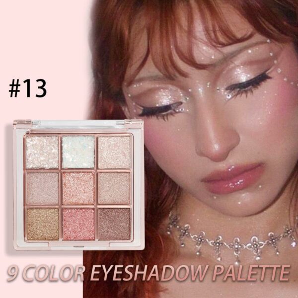 9Colors Glitter Eyeshadow Palette,Pink White Gold - Image 3