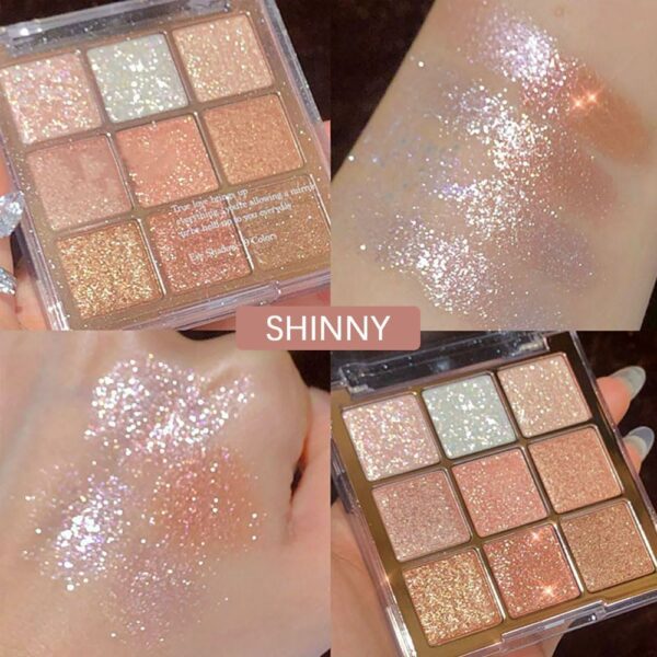 9Colors Glitter Eyeshadow Palette,Pink White Gold - Image 5