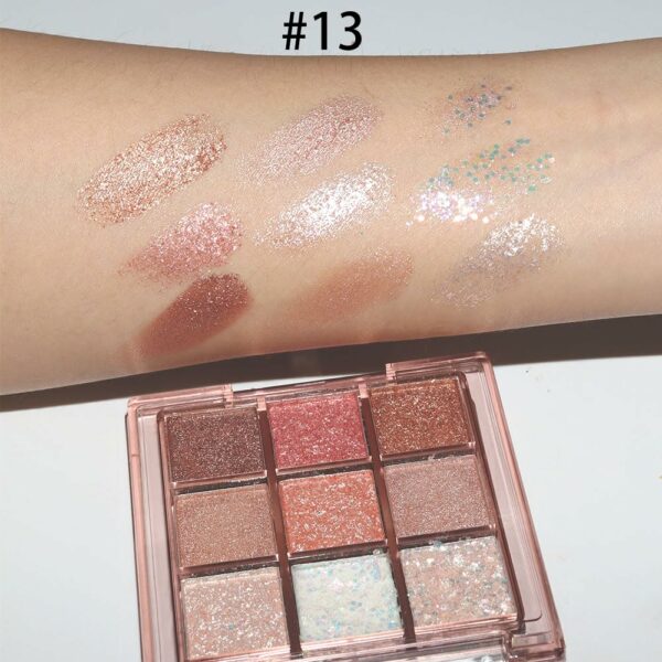 9Colors Glitter Eyeshadow Palette,Pink White Gold - Image 4