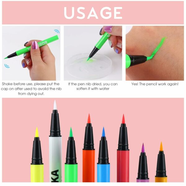 BOBISUKA 8 Colors UV Neon Liquid Eyeliner Set, - Image 7