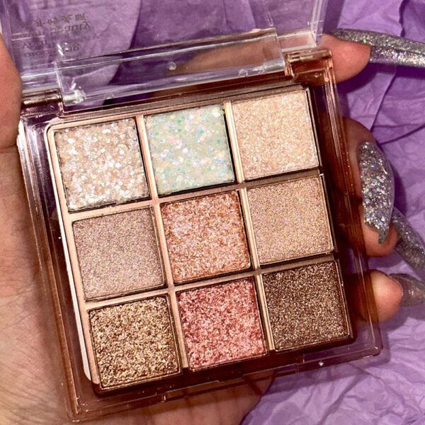 9Colors Glitter Eyeshadow Palette,Pink White Gold - Image 7