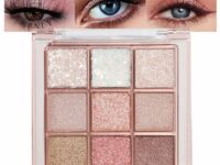 9Colors Glitter Eyeshadow Palette,Pink White Gold