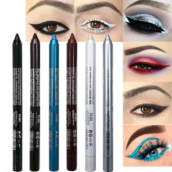 evpct 6Pcs White Glitter Eyeliner Pencils Set