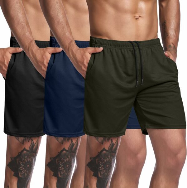 COOFANDY Men's 3 Pack Workout Gym Shorts Mesh