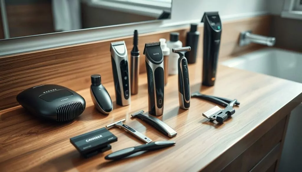 Electric trimmers and manual razors for body grooming