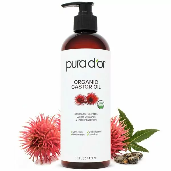 PURA D'OR 16 Oz ORGANIC Castor Oil - 100% Pure