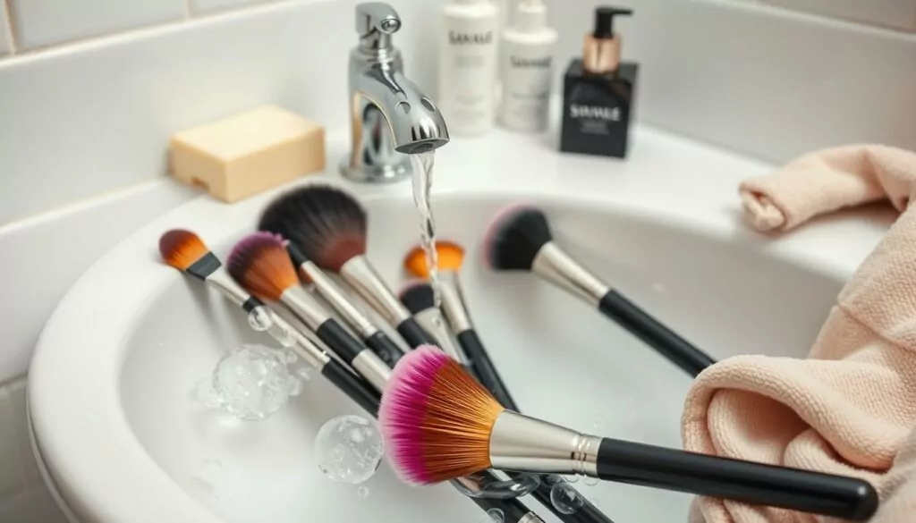 makeup brush cleaning