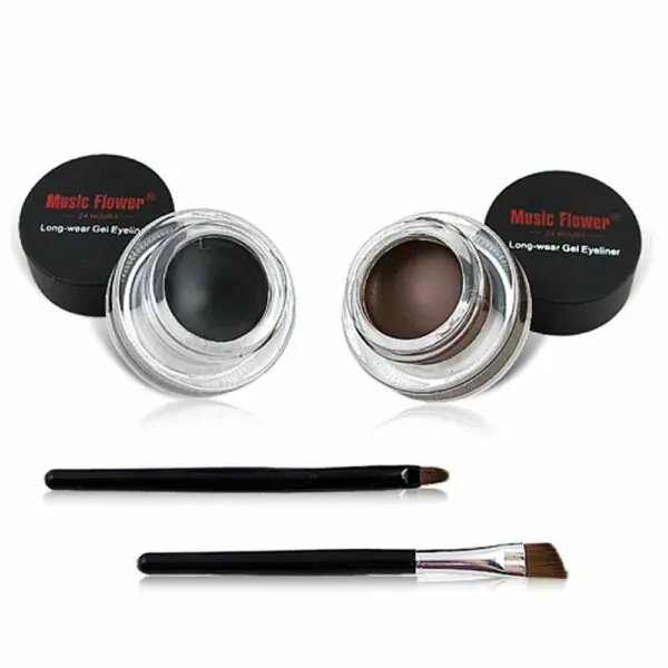 2 in 1 Black and Brown Gel Eyeliner Set Water