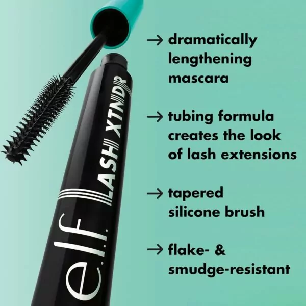 e.l.f. Lash XTNDR Mascara, Made With Tubing Technology For The Look Of Lash Extensions, Clump & Flake Free, Vegan & Cruelty-Free, Pitch Black - Image 3