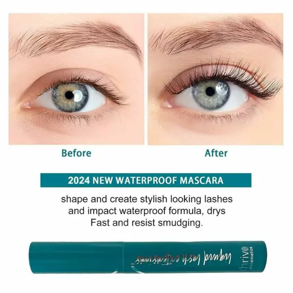 New Mascara Liquid for Thrive Lash Extensions Mascara, Premium Waterproof Smudge-Proof Natural No Clumping Thick and Slender Lasting All Day (Rich Black 10.7g）